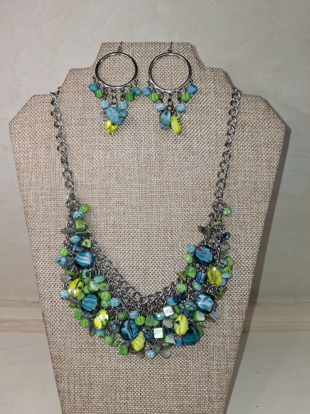 Multi-stone Statement Necklace & Earrings Set